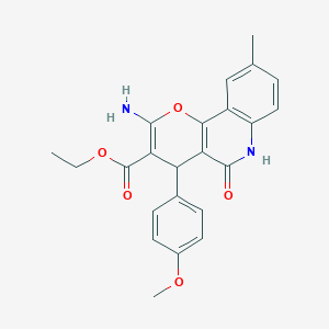 molecular formula C23H22N2O5 B3956798 ETHYL 2-AMINO-4-(4-METHOXYPHENYL)-9-METHYL-5-OXO-4H,5H,6H-PYRANO[3,2-C]QUINOLINE-3-CARBOXYLATE 