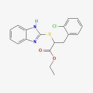 molecular formula C18H17ClN2O2S B3956917 ethyl 2-(1H-benzimidazol-2-ylsulfanyl)-3-(2-chlorophenyl)propanoate 