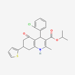 molecular formula C24H24ClNO3S B3957045 Propan-2-yl 4-(2-chlorophenyl)-2-methyl-5-oxo-7-(thiophen-2-yl)-1,4,5,6,7,8-hexahydroquinoline-3-carboxylate 