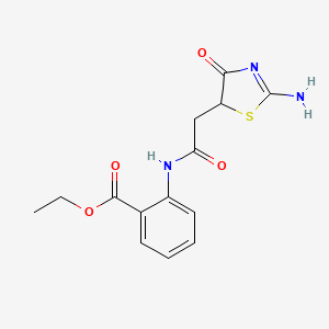 molecular formula C14H15N3O4S B3957051 Ethyl 2-(2-(2-imino-4-oxothiazolidin-5-yl)acetamido)benzoate 