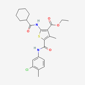 molecular formula C23H27ClN2O4S B3957068 ETHYL 5-[(3-CHLORO-4-METHYLPHENYL)CARBAMOYL]-2-CYCLOHEXANEAMIDO-4-METHYLTHIOPHENE-3-CARBOXYLATE 