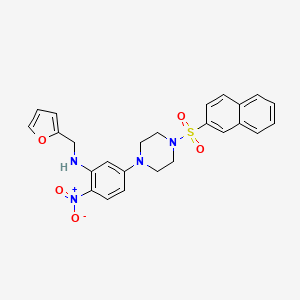 molecular formula C25H24N4O5S B3957209 N-[(FURAN-2-YL)METHYL]-5-[4-(NAPHTHALENE-2-SULFONYL)PIPERAZIN-1-YL]-2-NITROANILINE 
