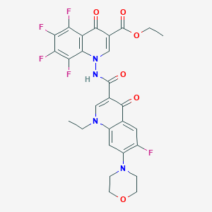 molecular formula C28H23F5N4O6 B395723 Ethyl 1-[(1-ethyl-6-fluoro-7-morpholin-4-yl-4-oxoquinoline-3-carbonyl)amino]-5,6,7,8-tetrafluoro-4-oxoquinoline-3-carboxylate 