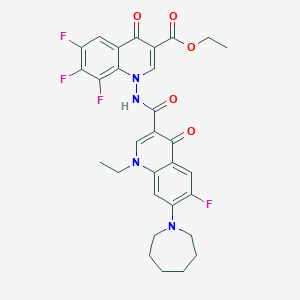 molecular formula C30H28F4N4O5 B395724 Ethyl 1-[[7-(azepan-1-yl)-1-ethyl-6-fluoro-4-oxoquinoline-3-carbonyl]amino]-6,7,8-trifluoro-4-oxoquinoline-3-carboxylate 