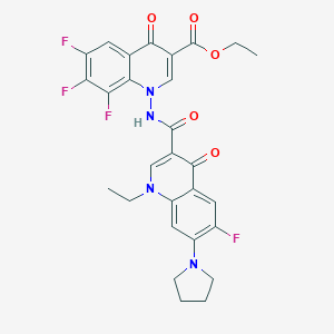 molecular formula C28H24F4N4O5 B395725 Ethyl 1-{[(1-ethyl-6-fluoro-4-oxo-7-pyrrolidin-1-yl-1,4-dihydroquinolin-3-yl)carbonyl]amino}-6,7,8-trifluoro-4-oxo-1,4-dihydroquinoline-3-carboxylate 