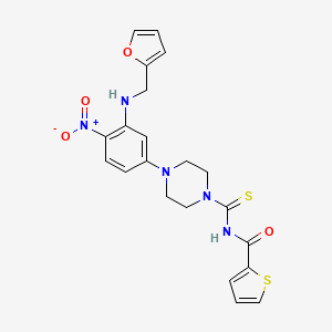 molecular formula C21H21N5O4S2 B3957298 N-[4-(3-{[(FURAN-2-YL)METHYL]AMINO}-4-NITROPHENYL)PIPERAZINE-1-CARBOTHIOYL]THIOPHENE-2-CARBOXAMIDE 