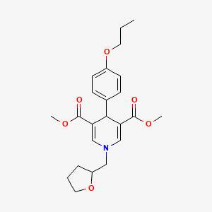 molecular formula C23H29NO6 B3957368 Dimethyl 4-(4-propoxyphenyl)-1-(tetrahydrofuran-2-ylmethyl)-1,4-dihydropyridine-3,5-dicarboxylate 