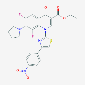 molecular formula C25H20F2N4O5S B395739 Ethyl 6,8-difluoro-1-(4-{4-nitrophenyl}-1,3-thiazol-2-yl)-4-oxo-7-(1-pyrrolidinyl)-1,4-dihydro-3-quinolinecarboxylate 