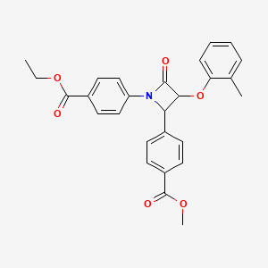 molecular formula C27H25NO6 B3957474 Ethyl methyl 4,4'-[3-(2-methylphenoxy)-4-oxoazetidine-1,2-diyl]dibenzoate 