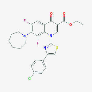 molecular formula C27H24ClF2N3O3S B395749 Ethyl 7-(1-azepanyl)-1-[4-(4-chlorophenyl)-1,3-thiazol-2-yl]-6,8-difluoro-4-oxo-1,4-dihydro-3-quinolinecarboxylate 