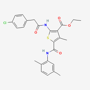 molecular formula C25H25ClN2O4S B3957501 ETHYL 2-[2-(4-CHLOROPHENYL)ACETAMIDO]-5-[(2,5-DIMETHYLPHENYL)CARBAMOYL]-4-METHYLTHIOPHENE-3-CARBOXYLATE 