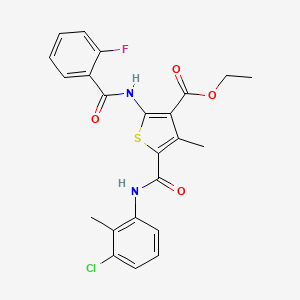 molecular formula C23H20ClFN2O4S B3957548 ETHYL 5-[(3-CHLORO-2-METHYLPHENYL)CARBAMOYL]-2-(2-FLUOROBENZAMIDO)-4-METHYLTHIOPHENE-3-CARBOXYLATE 