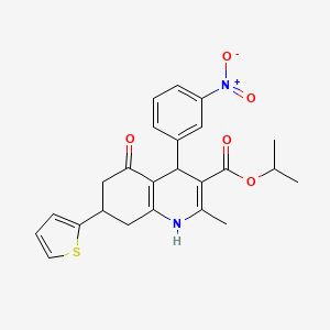 molecular formula C24H24N2O5S B3957625 Propan-2-yl 2-methyl-4-(3-nitrophenyl)-5-oxo-7-(thiophen-2-yl)-1,4,5,6,7,8-hexahydroquinoline-3-carboxylate 