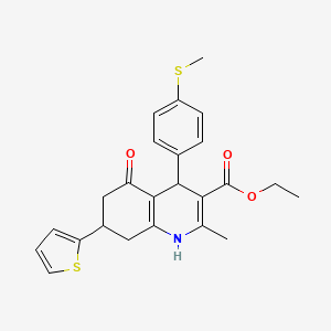 molecular formula C24H25NO3S2 B3957684 Ethyl 2-methyl-4-[4-(methylsulfanyl)phenyl]-5-oxo-7-(thiophen-2-yl)-1,4,5,6,7,8-hexahydroquinoline-3-carboxylate CAS No. 6627-67-4