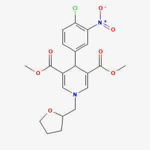 molecular formula C20H21ClN2O7 B3957717 Dimethyl 4-(4-chloro-3-nitrophenyl)-1-(tetrahydrofuran-2-ylmethyl)-1,4-dihydropyridine-3,5-dicarboxylate 