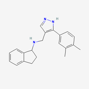molecular formula C21H23N3 B3957764 N-[[5-(3,4-dimethylphenyl)-1H-pyrazol-4-yl]methyl]-2,3-dihydro-1H-inden-1-amine 