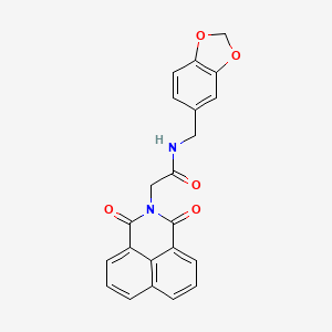 molecular formula C22H16N2O5 B3957812 N-[(2H-1,3-benzodioxol-5-yl)methyl]-2-{2,4-dioxo-3-azatricyclo[7.3.1.0^{5,13}]trideca-1(12),5,7,9(13),10-pentaen-3-yl}acetamide 