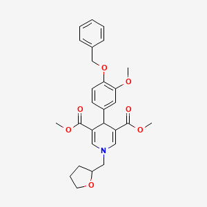 molecular formula C28H31NO7 B3957868 Dimethyl 4-[4-(benzyloxy)-3-methoxyphenyl]-1-(tetrahydrofuran-2-ylmethyl)-1,4-dihydropyridine-3,5-dicarboxylate 