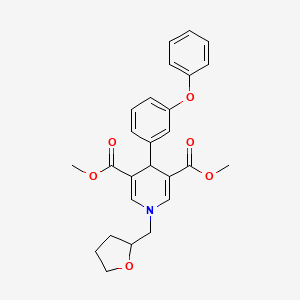 molecular formula C26H27NO6 B3957880 Dimethyl 4-(3-phenoxyphenyl)-1-(tetrahydrofuran-2-ylmethyl)-1,4-dihydropyridine-3,5-dicarboxylate 