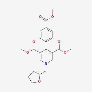 molecular formula C22H25NO7 B3957967 Dimethyl 4-[4-(methoxycarbonyl)phenyl]-1-(tetrahydrofuran-2-ylmethyl)-1,4-dihydropyridine-3,5-dicarboxylate 