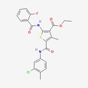 molecular formula C23H20ClFN2O4S B3958021 ETHYL 5-[(3-CHLORO-4-METHYLPHENYL)CARBAMOYL]-2-(2-FLUOROBENZAMIDO)-4-METHYLTHIOPHENE-3-CARBOXYLATE 