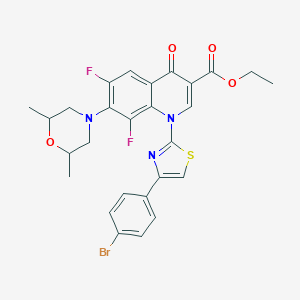 Ethyl 1-[4-(4-bromophenyl)-1,3-thiazol-2-yl]-7-(2,6-dimethyl-4-morpholinyl)-6,8-difluoro-4-oxo-1,4-dihydro-3-quinolinecarboxylate