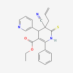 molecular formula C23H21N3O2S B3958076 ETHYL 5-ALLYL-5-CYANO-2-PHENYL-4-(3-PYRIDYL)-6-THIOXO-1,4,5,6-TETRAHYDRO-3-PYRIDINECARBOXYLATE 