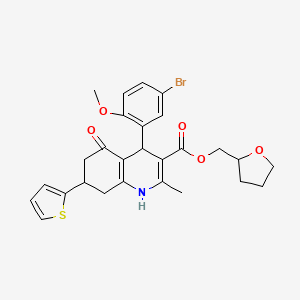 molecular formula C27H28BrNO5S B3958104 Tetrahydrofuran-2-ylmethyl 4-(5-bromo-2-methoxyphenyl)-2-methyl-5-oxo-7-(thiophen-2-yl)-1,4,5,6,7,8-hexahydroquinoline-3-carboxylate 