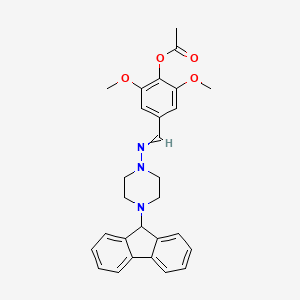 molecular formula C28H29N3O4 B3958106 4-[(E)-{[4-(9H-fluoren-9-yl)piperazin-1-yl]imino}methyl]-2,6-dimethoxyphenyl acetate 