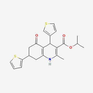 molecular formula C22H23NO3S2 B3958181 Propan-2-yl 2-methyl-5-oxo-7-(thiophen-2-yl)-4-(thiophen-3-yl)-1,4,5,6,7,8-hexahydroquinoline-3-carboxylate 