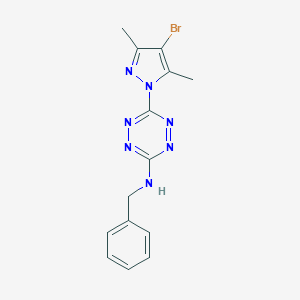 molecular formula C14H14BrN7 B395823 N-benzyl-N-[6-(4-bromo-3,5-dimethyl-1H-pyrazol-1-yl)-1,2,4,5-tetraazin-3-yl]amine 