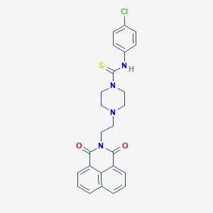 molecular formula C25H23ClN4O2S B3958237 N-(4-chlorophenyl)-4-(2-{2,4-dioxo-3-azatricyclo[7.3.1.0^{5,13}]trideca-1(12),5,7,9(13),10-pentaen-3-yl}ethyl)piperazine-1-carbothioamide CAS No. 327093-43-6