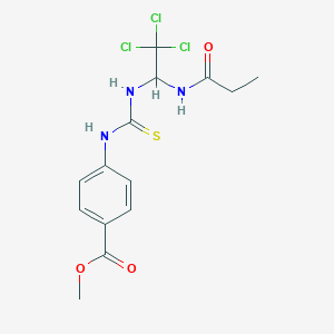 molecular formula C14H16Cl3N3O3S B3958273 Methyl 4-[[2,2,2-trichloro-1-(propanoylamino)ethyl]carbamothioylamino]benzoate 