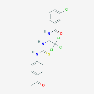 molecular formula C18H15Cl4N3O2S B3958305 N-[1-[(4-acetylphenyl)carbamothioylamino]-2,2,2-trichloroethyl]-3-chlorobenzamide 