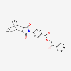 molecular formula C26H21NO5 B3958337 2-oxo-2-phenylethyl 4-(1,3-dioxooctahydro-4,6-ethenocyclopropa[f]isoindol-2(1H)-yl)benzoate 