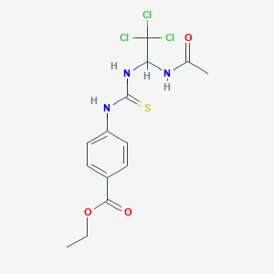 molecular formula C14H16Cl3N3O3S B3958393 Ethyl 4-[(1-acetamido-2,2,2-trichloroethyl)carbamothioylamino]benzoate 