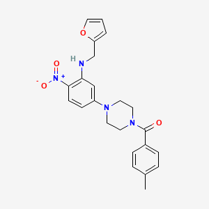molecular formula C23H24N4O4 B3958478 N-[(FURAN-2-YL)METHYL]-5-[4-(4-METHYLBENZOYL)PIPERAZIN-1-YL]-2-NITROANILINE 