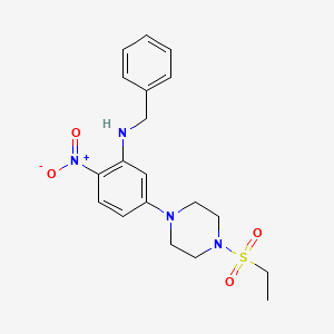 molecular formula C19H24N4O4S B3958577 N-BENZYL-N-{5-[4-(ETHYLSULFONYL)PIPERAZINO]-2-NITROPHENYL}AMINE 