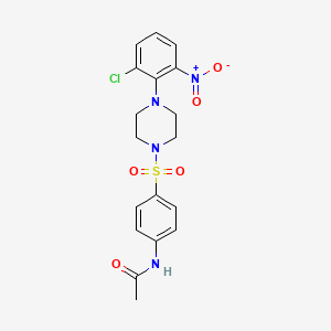 molecular formula C18H19ClN4O5S B3958590 N-(4-{[4-(2-chloro-6-nitrophenyl)piperazin-1-yl]sulfonyl}phenyl)acetamide 