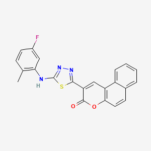 molecular formula C22H14FN3O2S B3958745 2-[5-(5-Fluoro-2-methylanilino)-1,3,4-thiadiazol-2-yl]benzo[f]chromen-3-one 