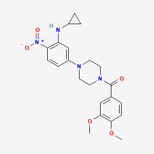 molecular formula C22H26N4O5 B3958841 N-CYCLOPROPYL-5-[4-(3,4-DIMETHOXYBENZOYL)PIPERAZIN-1-YL]-2-NITROANILINE 