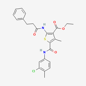 molecular formula C25H25ClN2O4S B3958992 ETHYL 5-[(3-CHLORO-4-METHYLPHENYL)CARBAMOYL]-4-METHYL-2-(3-PHENYLPROPANAMIDO)THIOPHENE-3-CARBOXYLATE 