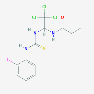 molecular formula C12H13Cl3IN3OS B3959038 N-[2,2,2-trichloro-1-({[(2-iodophenyl)amino]carbonothioyl}amino)ethyl]propanamide 