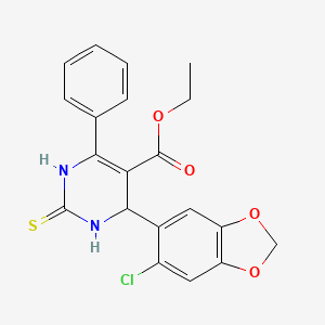 molecular formula C20H17ClN2O4S B3959093 ethyl 4-(6-chloro-1,3-benzodioxol-5-yl)-6-phenyl-2-sulfanylidene-3,4-dihydro-1H-pyrimidine-5-carboxylate 