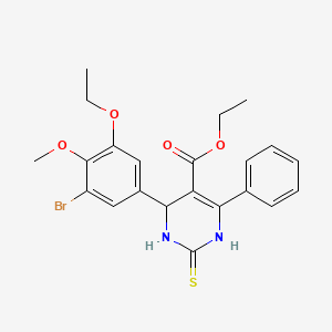 molecular formula C22H23BrN2O4S B3959144 ethyl 4-(3-bromo-5-ethoxy-4-methoxyphenyl)-6-phenyl-2-sulfanylidene-3,4-dihydro-1H-pyrimidine-5-carboxylate 