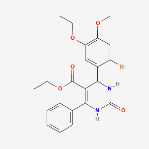 molecular formula C22H23BrN2O5 B3959165 ethyl 4-(2-bromo-5-ethoxy-4-methoxyphenyl)-2-oxo-6-phenyl-3,4-dihydro-1H-pyrimidine-5-carboxylate 