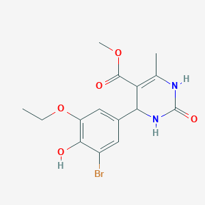 molecular formula C15H17BrN2O5 B3959200 Methyl 4-(3-bromo-5-ethoxy-4-hydroxyphenyl)-6-methyl-2-oxo-1,2,3,4-tetrahydropyrimidine-5-carboxylate 