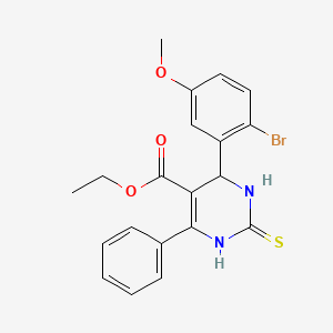 molecular formula C20H19BrN2O3S B3959358 ethyl 4-(2-bromo-5-methoxyphenyl)-6-phenyl-2-sulfanylidene-3,4-dihydro-1H-pyrimidine-5-carboxylate 