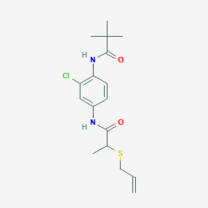 molecular formula C17H23ClN2O2S B3959395 N-(4-{[2-(allylthio)propanoyl]amino}-2-chlorophenyl)-2,2-dimethylpropanamide 