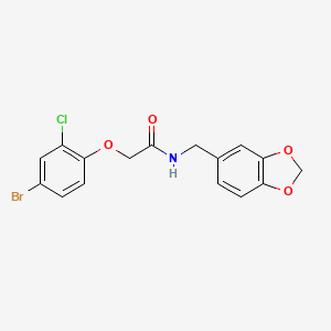 molecular formula C16H13BrClNO4 B3959434 N-(1,3-benzodioxol-5-ylmethyl)-2-(4-bromo-2-chlorophenoxy)acetamide 